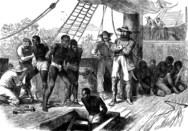 A group of  slaves on a ship